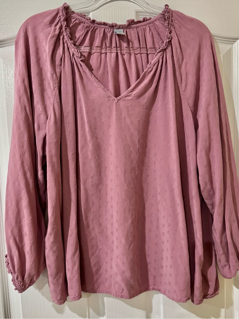 Old Navy Rose Pink Ruffled Split Neck Top 1X